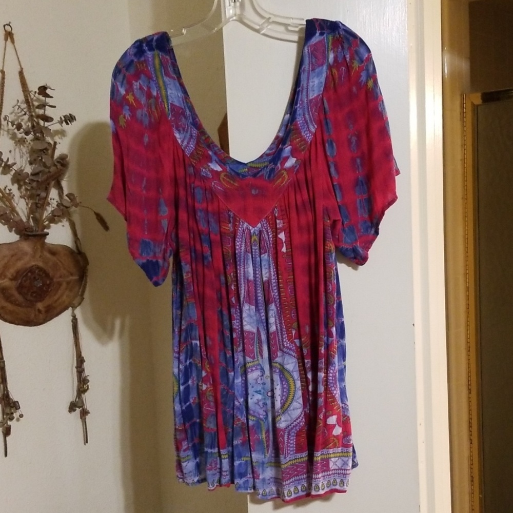 3XL tie dye flutter sleeve/body top
